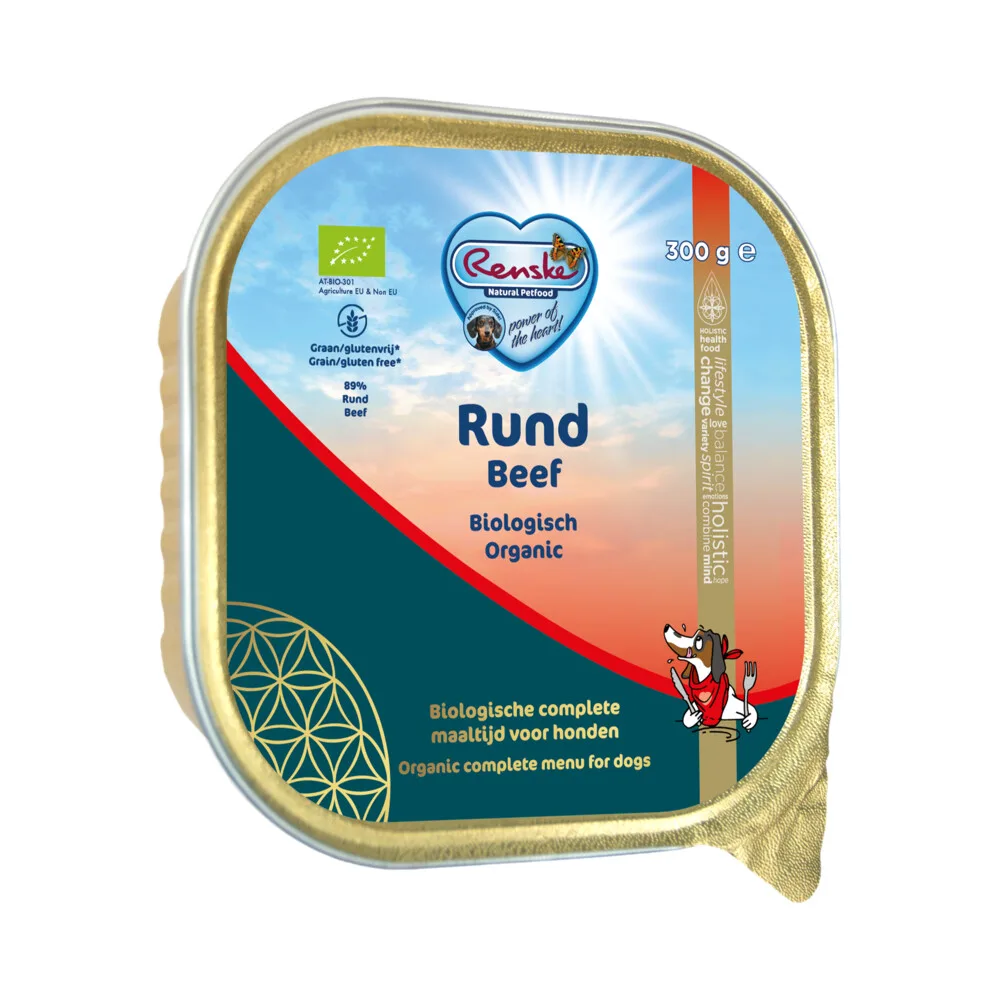 Bio Vers Gestoomd Hondenvoer Nat Rund 300 gr de Renske – photo produit