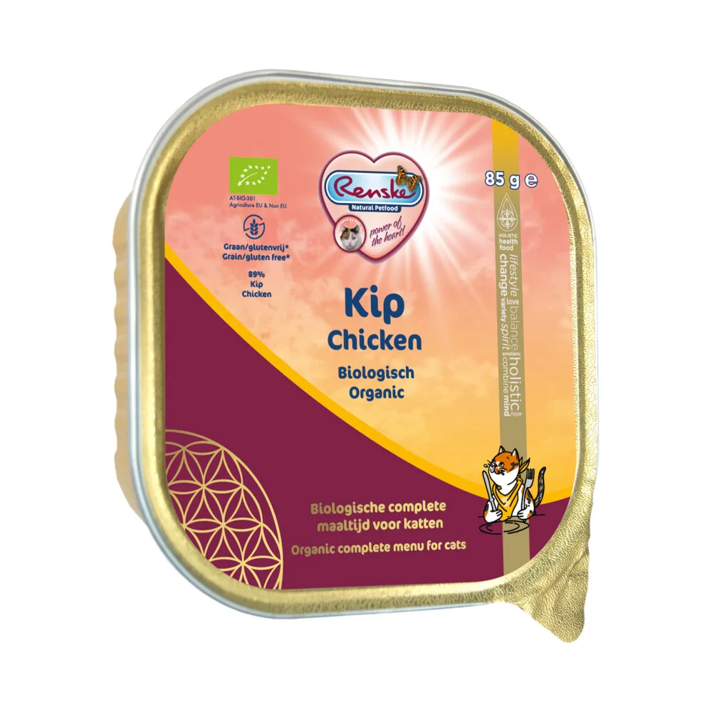 Bio Vers Gestoomd Kattenvoer Nat Kip 85 gr de Renske – photo produit