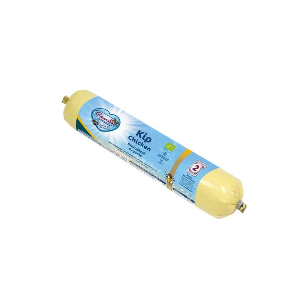 Biologische Worst Hondenvoer Nat Kip Graanvrij 500 gr by Renske – product photo