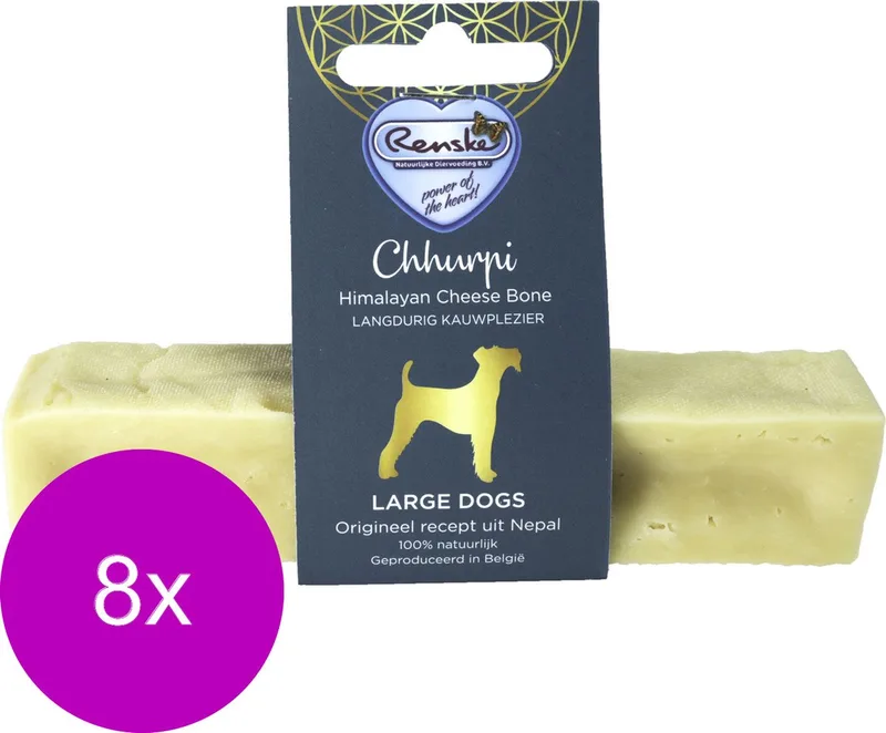Chhurpi Kauwkluif Melk - Hondensnacks - 8 x L Geschikt Voor Alle Rassen En Leeftijden de Renske – photo produit