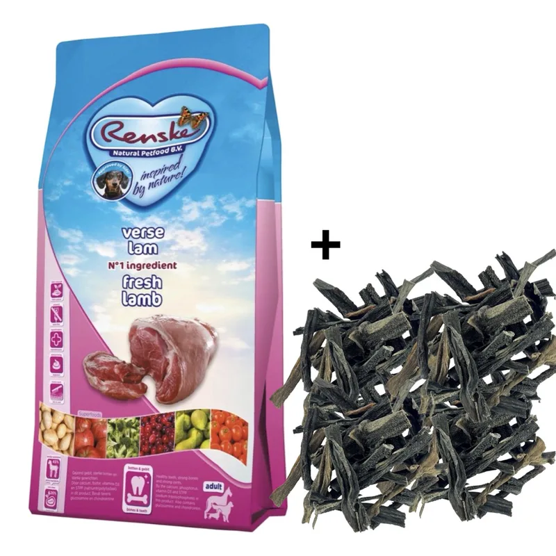 Combideal Renske - Super Premium Adult Lam Graanvrij Hondenvoer 12 KG + Pawty Pens Gezonde Hondensnack Voordeelverpakking (1 KG) by Renske – product photo