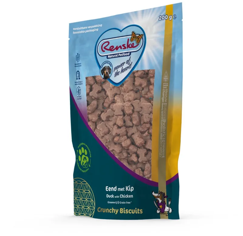 Gezonde Beloning Crunchy Hondensnack Eend & Kip - 200 gr by Renske – product photo