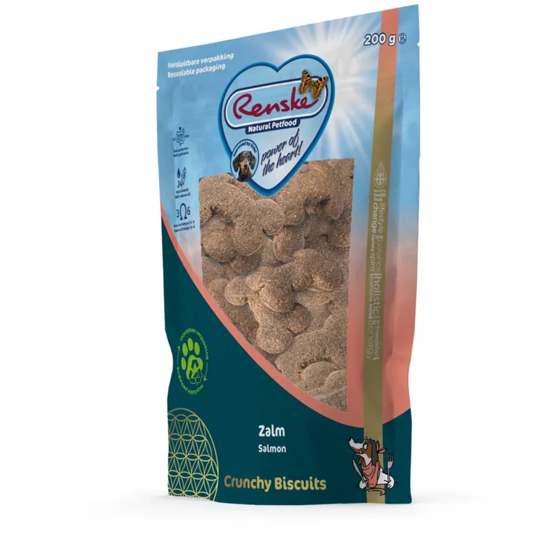 Gezonde Beloning Crunchy Hondensnack Zalm - 200 gr fra Renske – produktbillede