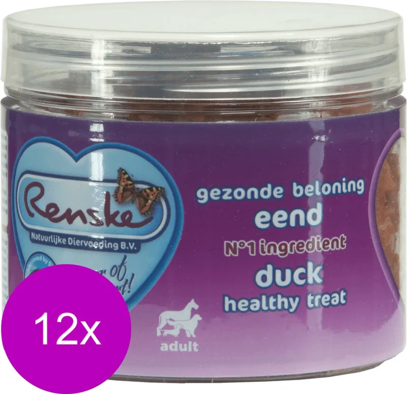 Gezonde Beloning Hartjes 100 g - Hondensnacks - 12 x Eend de Renske – photo produit