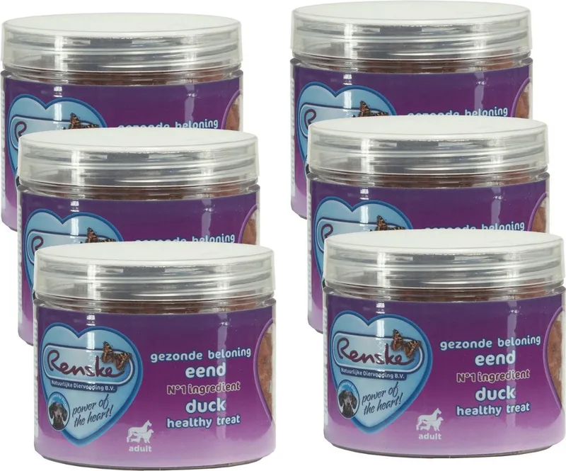 Gezonde Beloning Hartjes 100 g - Hondensnacks - 6 x Eend von Renske – Produktfoto
