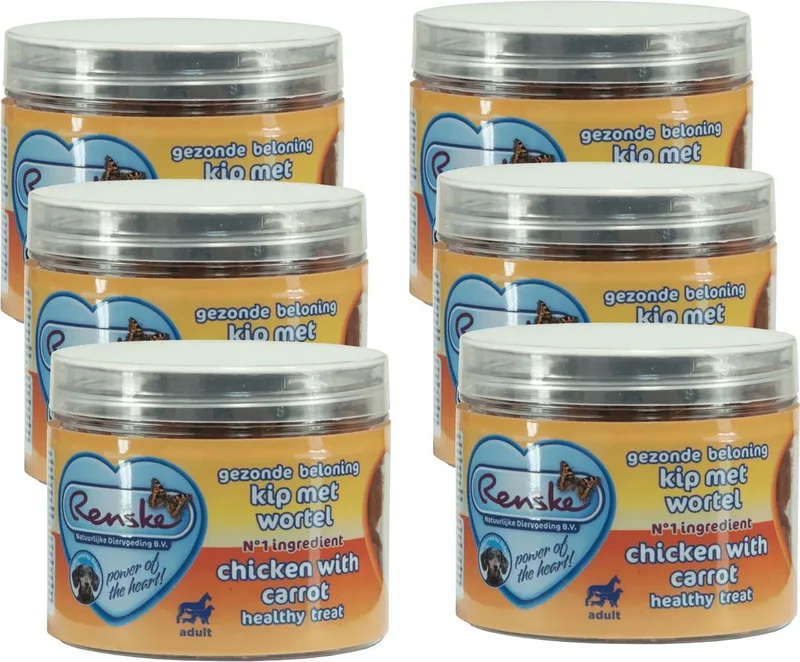 Gezonde Beloning Hartjes 100 g - Hondensnacks - 6 x Kip&Wortel by Renske – product photo