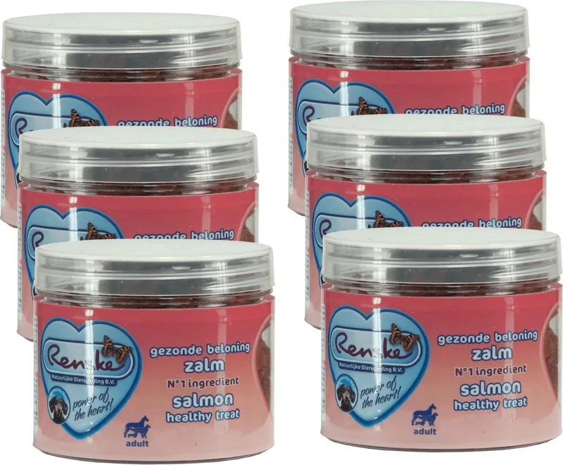 Gezonde Beloning Hartjes 100 g - Hondensnacks - 6 x Zalm von Renske – Produktfoto