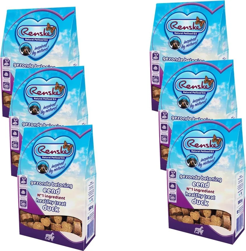Gezonde Beloning Hartjes 150 g - Hondensnacks - 6 x Eend de Renske – photo produit