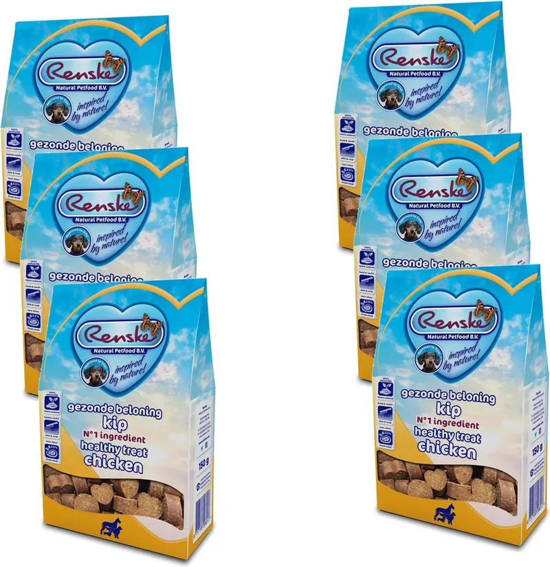 Gezonde Beloning Hartjes 150 g - Hondensnacks - 6 x Kip de Renske – photo produit