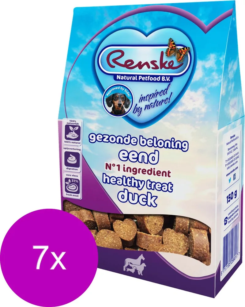 Gezonde Beloning Hartjes 150 g - Hondensnacks - 7 x Eend de Renske – photo produit
