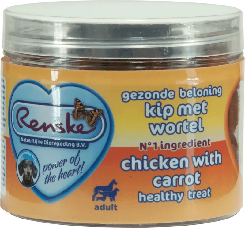Gezonde Beloning Hartjes - Hondensnack - Kip & Wortel - 100 g de Renske – photo produit