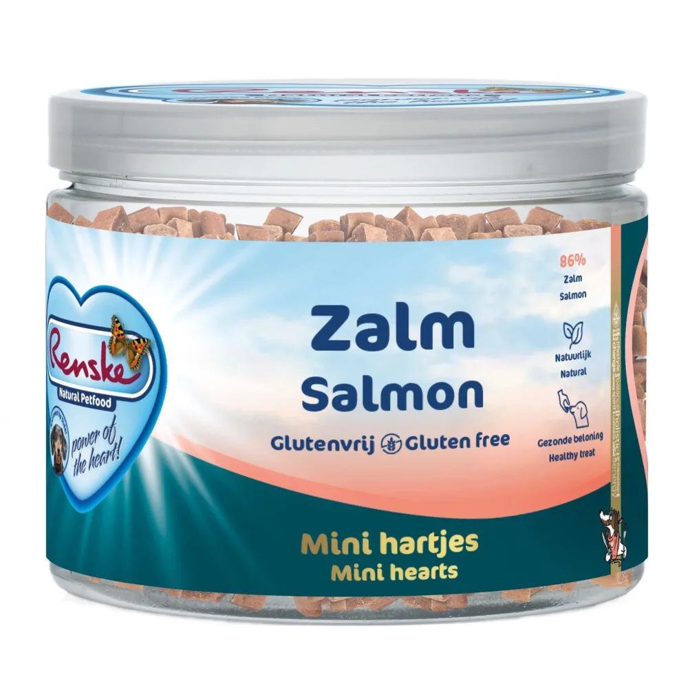 Gezonde Beloning Hartjes Hondensnack Zalm 100 gr by Renske – product photo