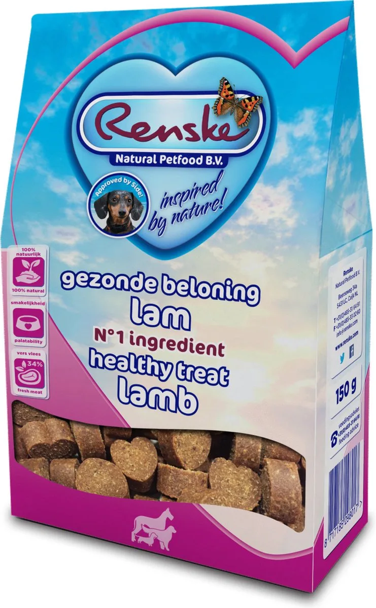 Gezonde Beloning Hartjes Lam - Hondensnack - 150 g de Renske – photo produit