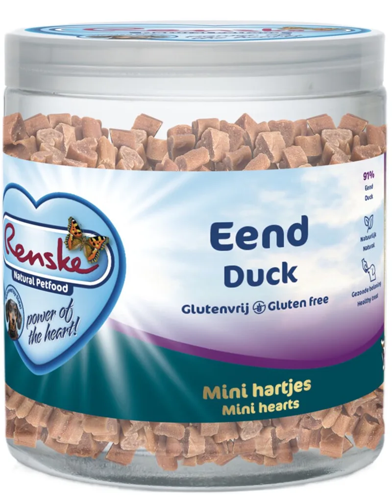 Gezonde Beloning Mini Hartjes Hondensnack Eend - 6 x 300 gr - Voordeelverpakking de Renske – photo produit