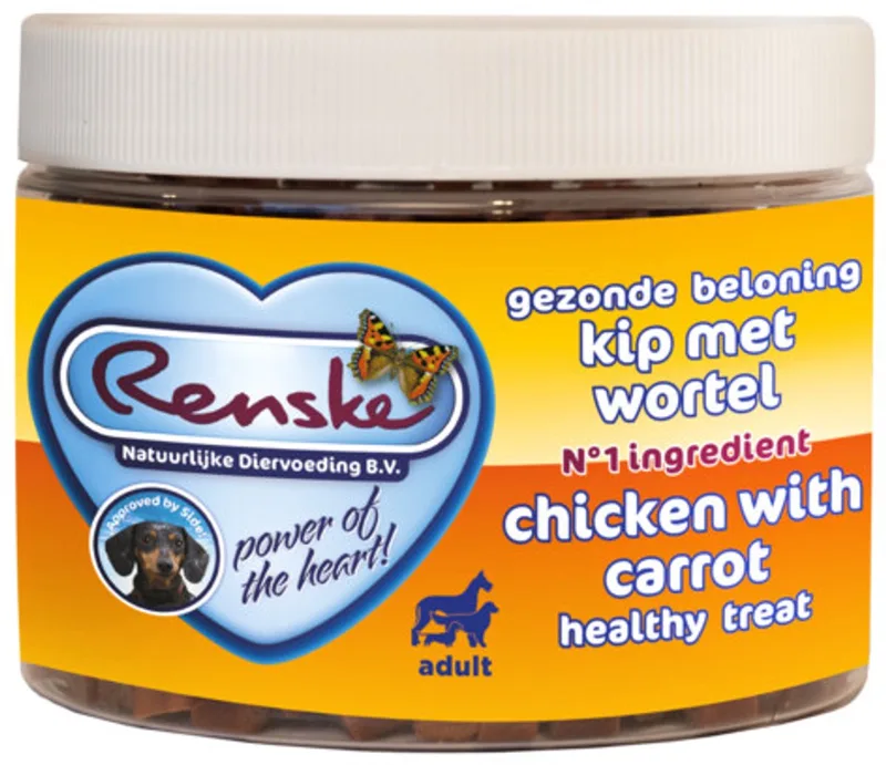Gezonde Beloning Mini Hartjes Hondensnack Kip & Wortel - 6 x 300 gr - Voordeelverpakking de Renske – photo produit