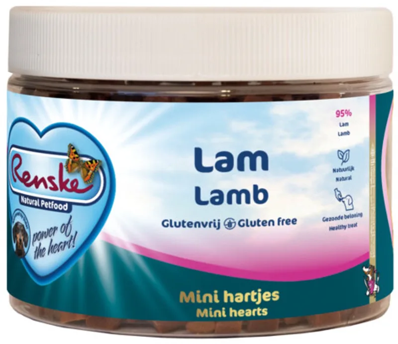 Gezonde Beloning Mini Hartjes Hondensnack Lam - 6 x 300 gr - Voordeelverpakking von Renske – Produktfoto