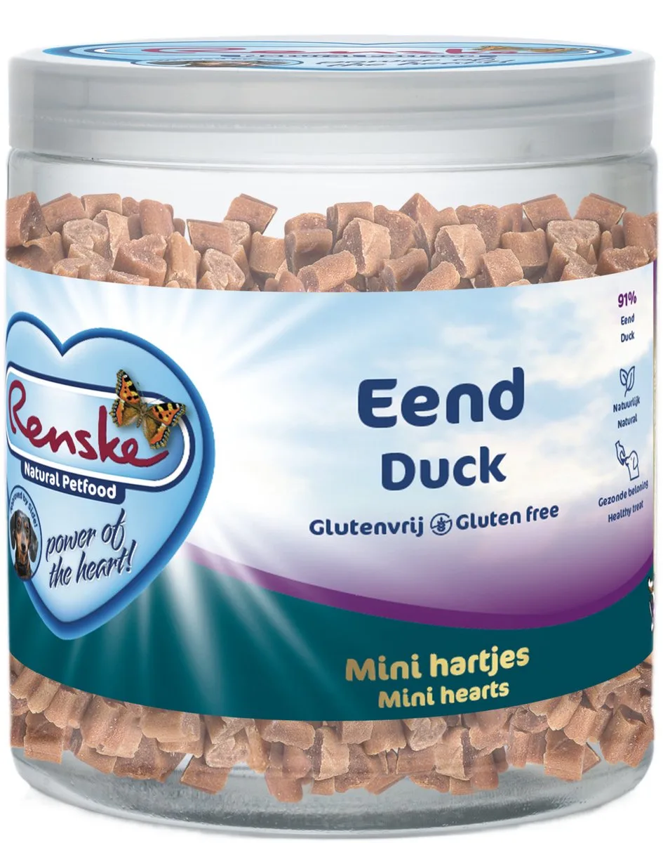 Gezonde Beloning Mini Hartjes - Verwensnacks - Eend 300 g by Renske – product photo