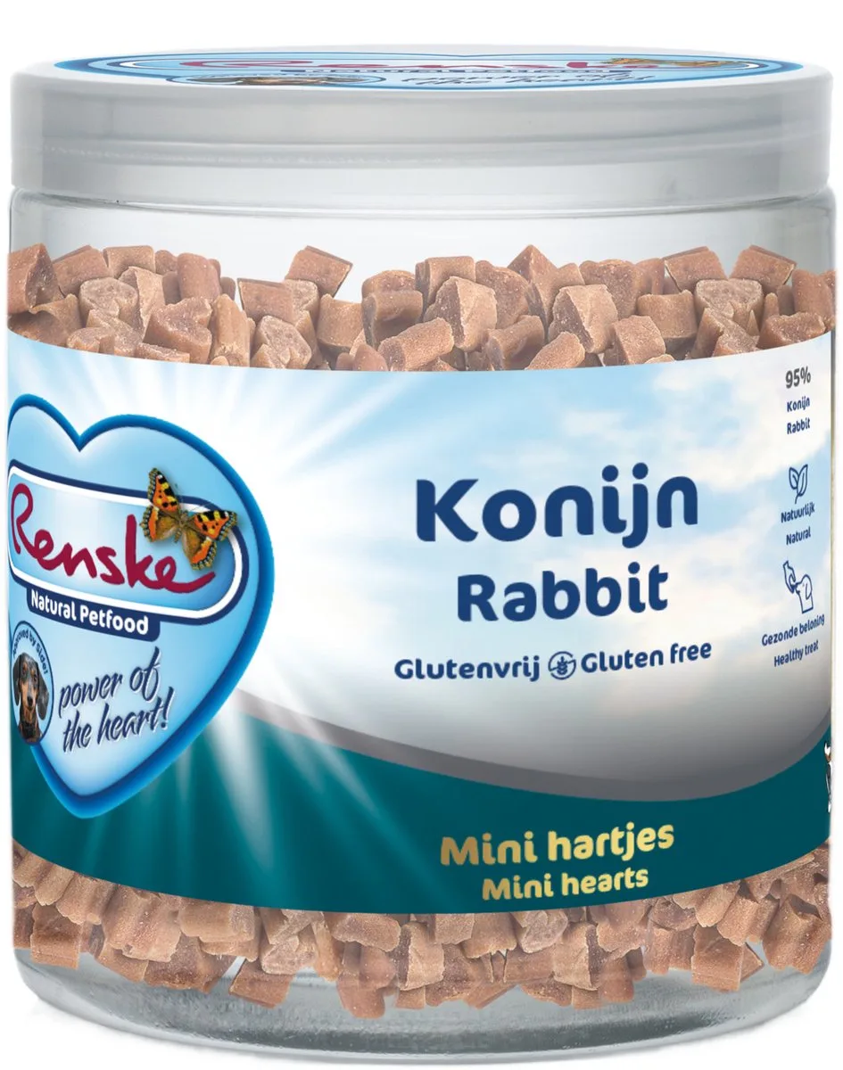Gezonde Beloning Mini Hartjes - Verwensnacks - Konijn 300 g by Renske – product photo