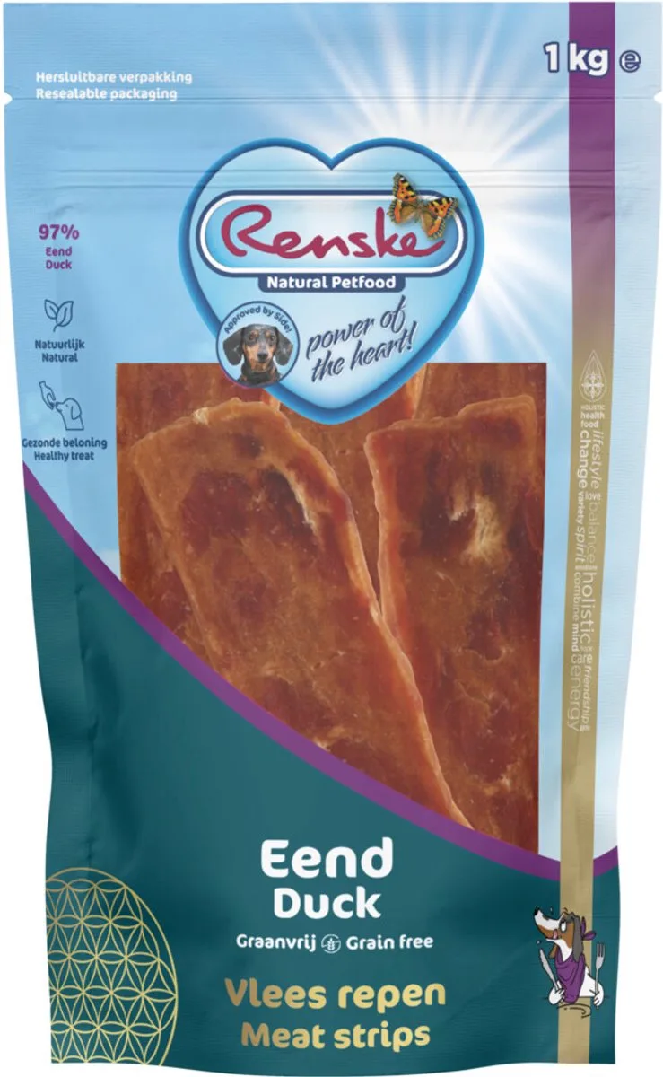 Gezonde Beloning Vleesrepen Hondensnack Eend - 1 kg de Renske – photo produit