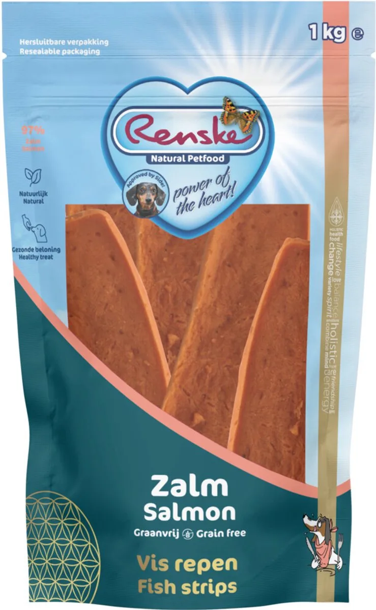 Gezonde Beloning Vleesrepen Hondensnack Zalm - 1 kg von Renske – Produktfoto