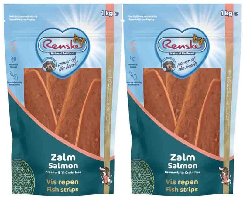 Gezonde Beloning Vleesrepen Hondensnack Zalm - 2 x 1 kg - Voordeelverpakking de Renske – photo produit