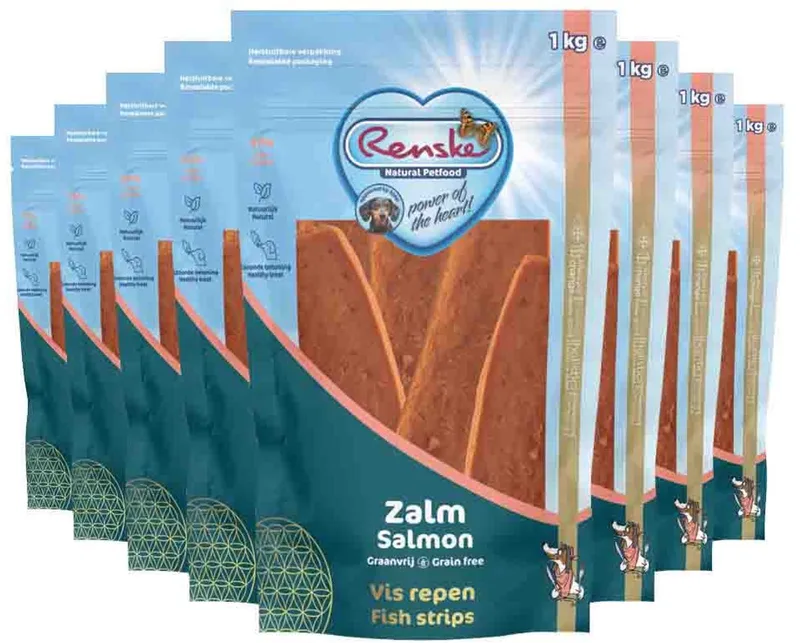 Gezonde Beloning Vleesrepen Hondensnack Zalm - 8 x 1 kg - Voordeelverpakking de Renske – photo produit