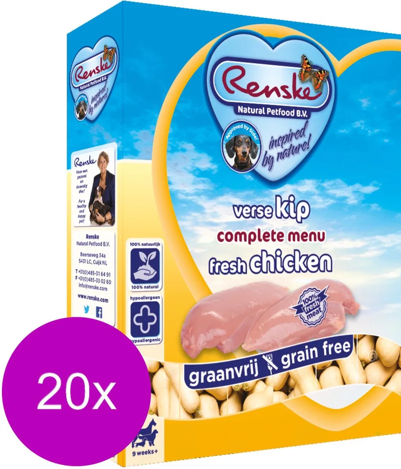 Hond Vers Adult Graanvrij 395 g - Hondenvoer - 20 x Kip von Renske – Produktfoto