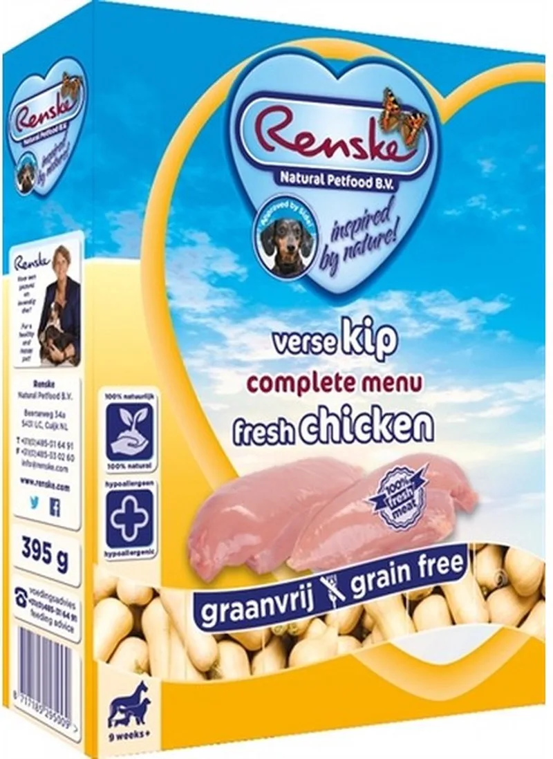 Hond Vers Adult Graanvrij - Kip - Hondenvoer - 10 x 395 g de Renske – photo produit