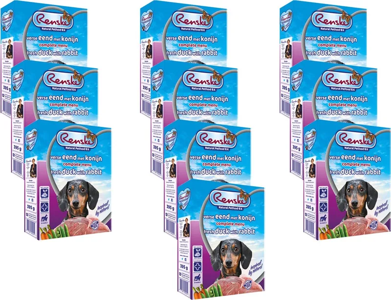 Honden Natvoer Hondenvoeding - Eend/Konijn - Hondenvoer - 10 x 395 gr von Renske – Produktfoto
