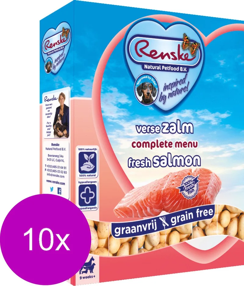 Honden Natvoer Zalm Graanvrij - Hondenvoer - 10 x 395 gr de Renske – photo produit
