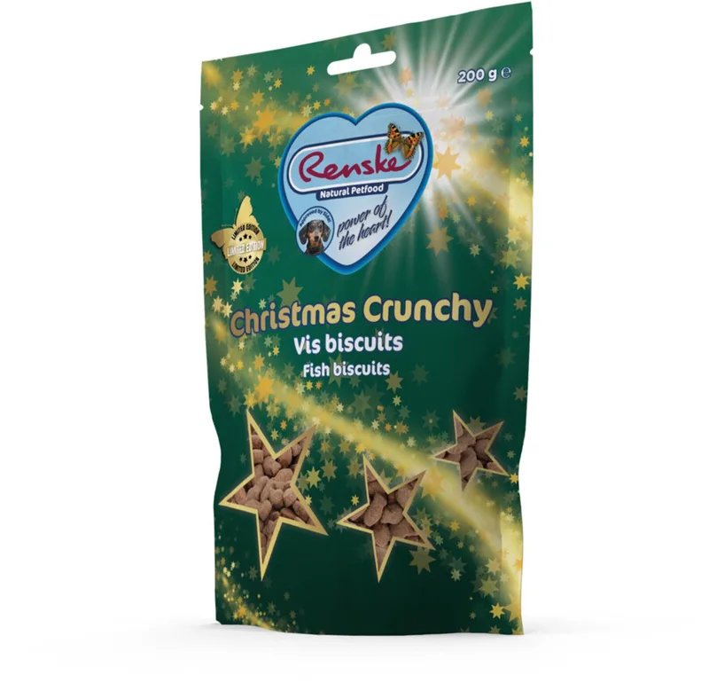 Hondensnack Gezonde Beloning Hond Kerst Crunchy Zalm & Witvis & Forel - 6 x 200 gr - Voordeelverpakking de Renske – photo produit