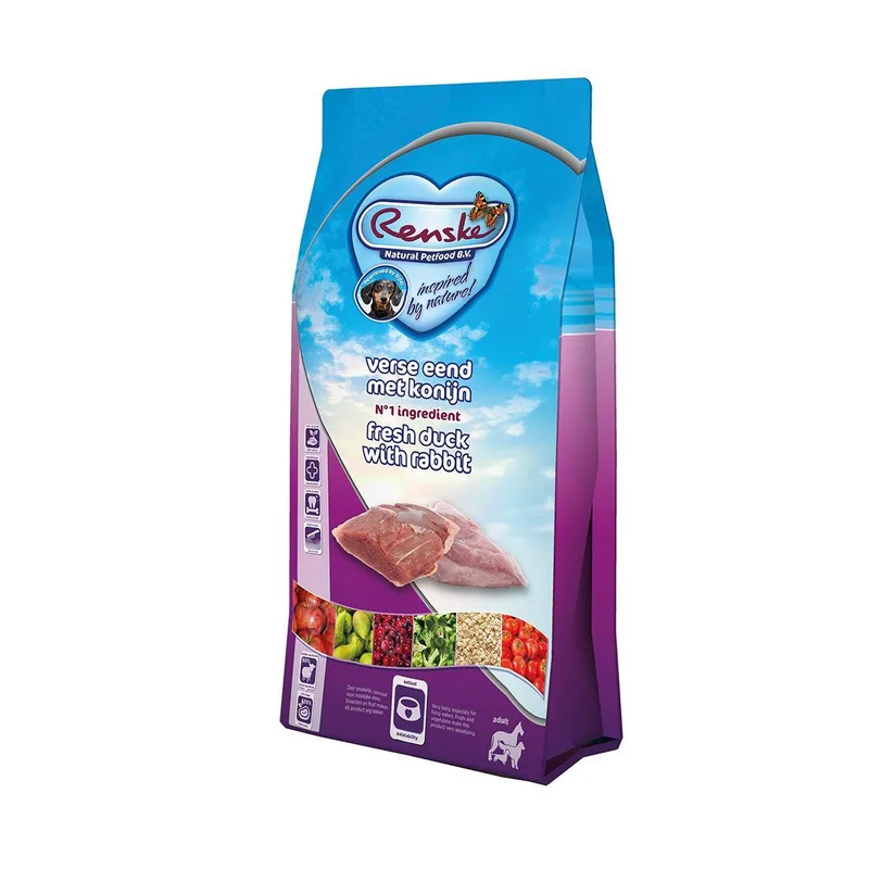 Hondenvoer Renske - Eend en Konijn - 2kg Volwassen Honden, Super Premium, Complete Voeding by Renske – product photo