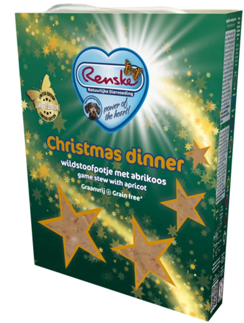 Hondenvoer Vers Gestoomd Complete Menu Kerstdiner Eend & Hert - 395 gr von Renske – Produktfoto