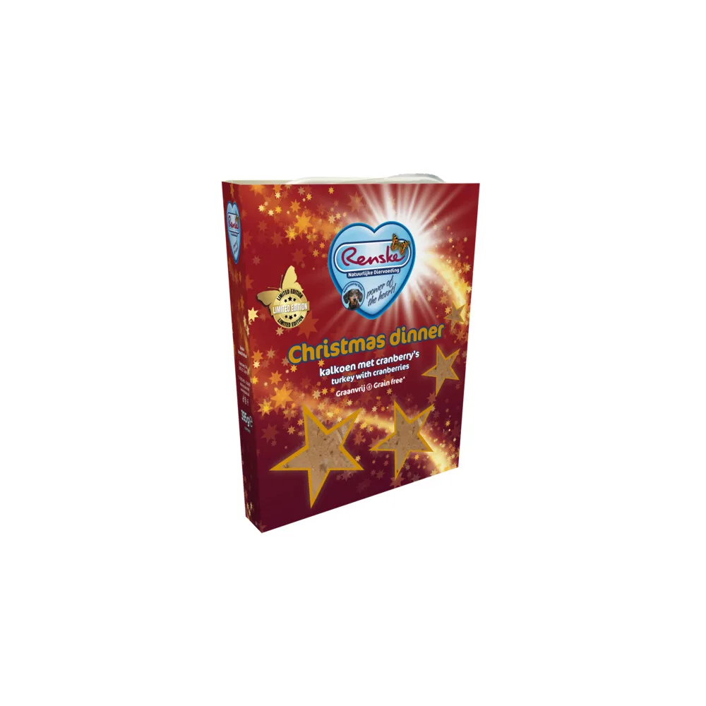 Hondenvoer Vers Gestoomd Complete Menu Kerstdiner Kalkoen & Cranberry 395 gr by Renske – product photo
