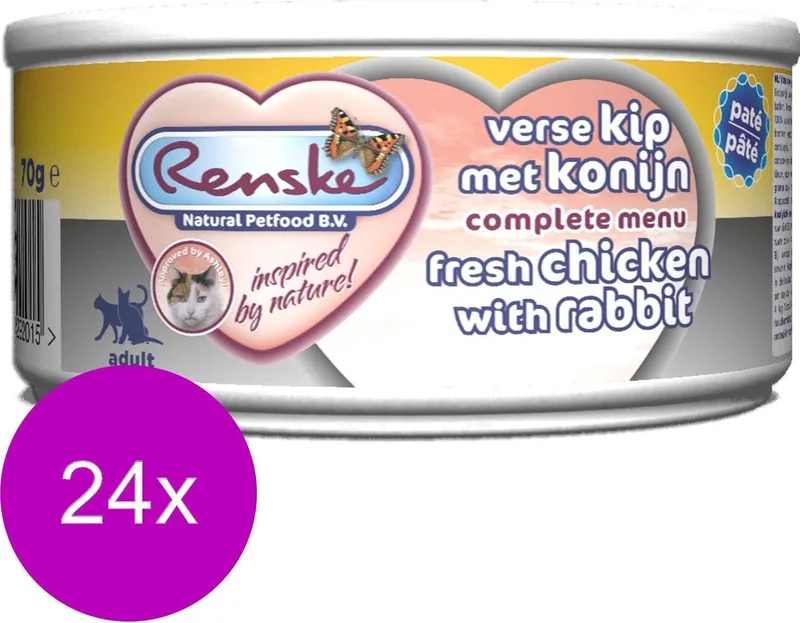 Kat Adult Verse 70 g - Kattenvoer - 24 x Kip&Konijn de Renske – photo produit