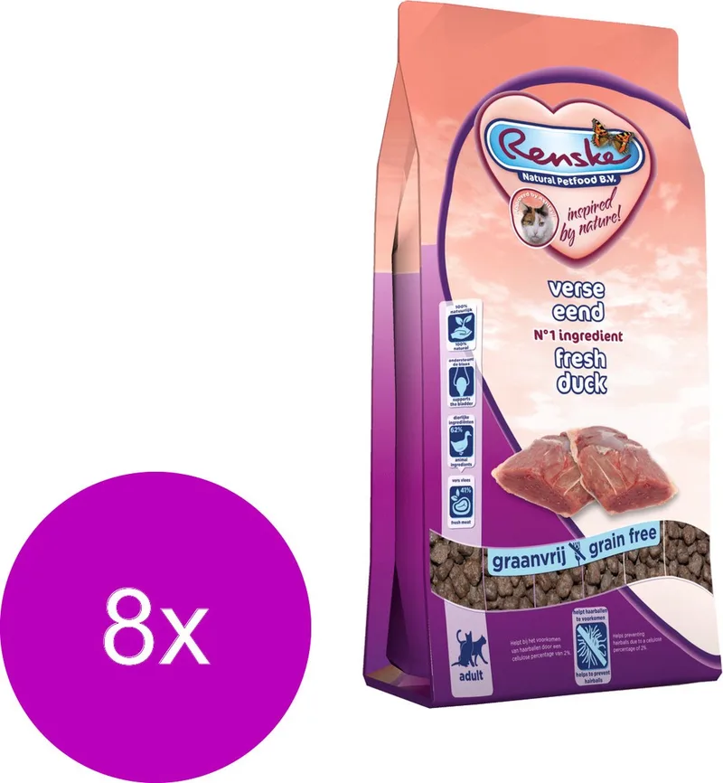 Kat Adult Verse Eend - Kattenvoer - 8 x 400 g fra Renske – produktbillede