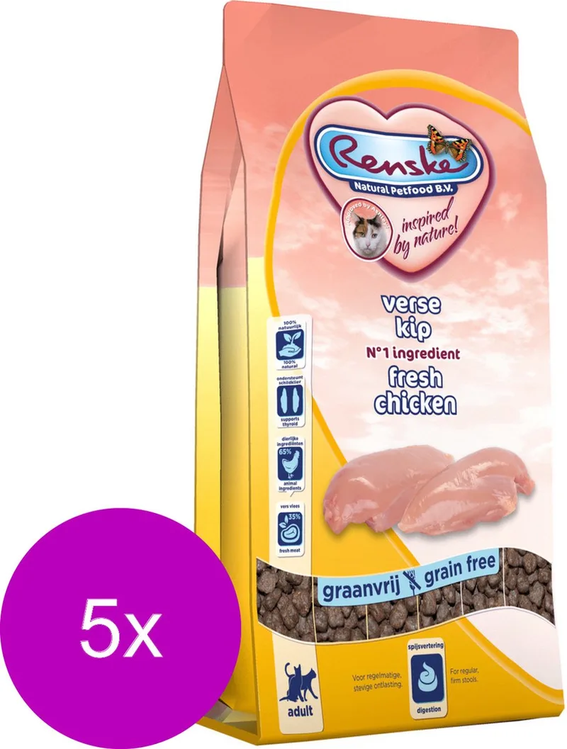 Kat Adult Verse Kip - Kattenvoer - 5 x 1.5 kg de Renske – photo produit