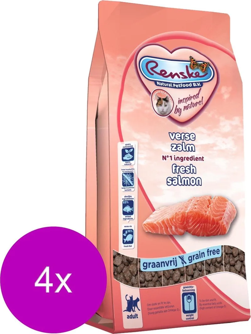 Kat Adult Verse Zalm - Kattenvoer - 4 x 400 g de Renske – photo produit