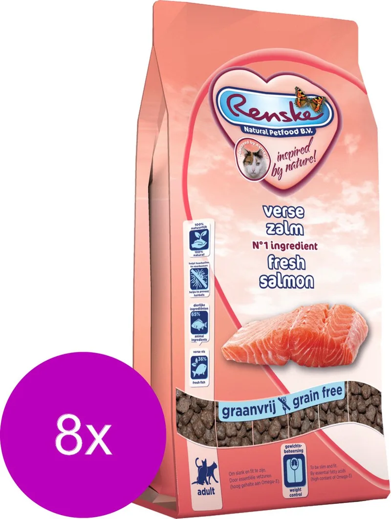 Kat Adult Verse Zalm - Kattenvoer - 8 x 400 g by Renske – product photo