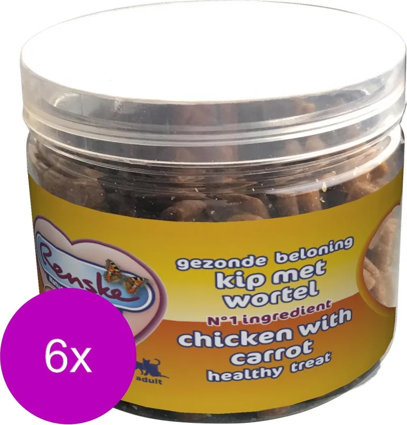 Kat Beloning Hartjes 100 g - Kattensnack - 6 x Kip&Wortel de Renske – photo produit