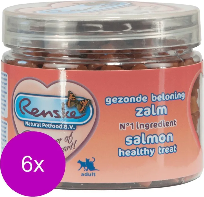 Kat Beloning Hartjes 100 g - Kattensnack - 6 x Zalm de Renske – photo produit