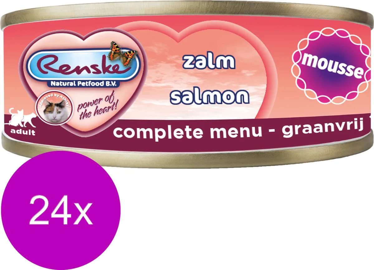 Kat Mousse - Zalm Graanvrij - 24x70gr, Glutenvrij, Zonder Kunstmatige Toevoegingen by Renske – product photo