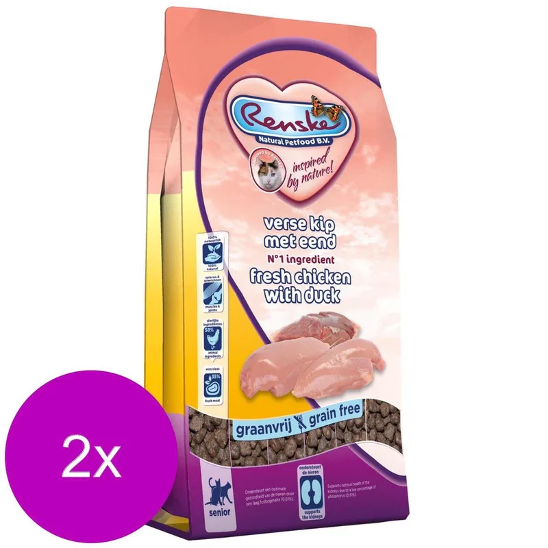Kat Senior Verse Kip&Eend - Kattenvoer - 2 x 1.5 kg by Renske – product photo
