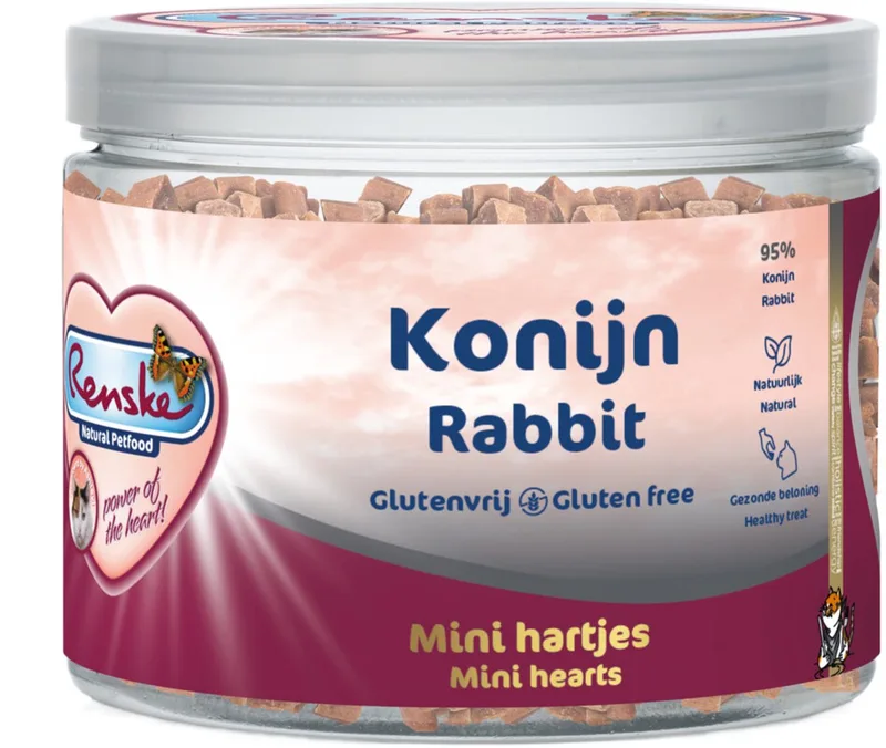 Kattensnack Gezonde Beloning Hartjes Konijn - 12 x 100 gr - Voordeelverpakking by Renske – product photo