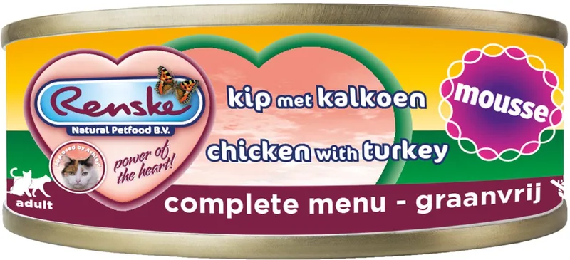 Kattenvoer Mousse Kip - Kalkoen 70 gr by Renske – product photo