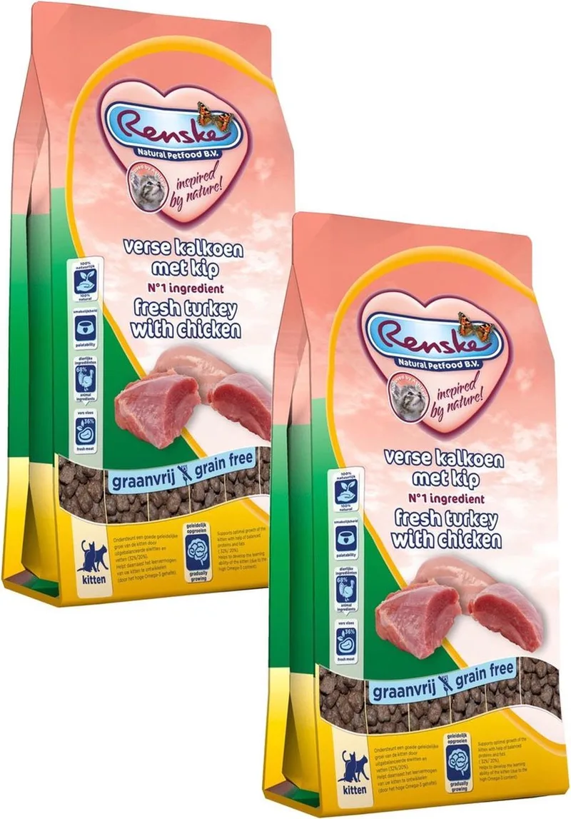 Kitten Verse Kalkoen&Kip - Kattenvoer - 2 x 1.5 kg by Renske – product photo