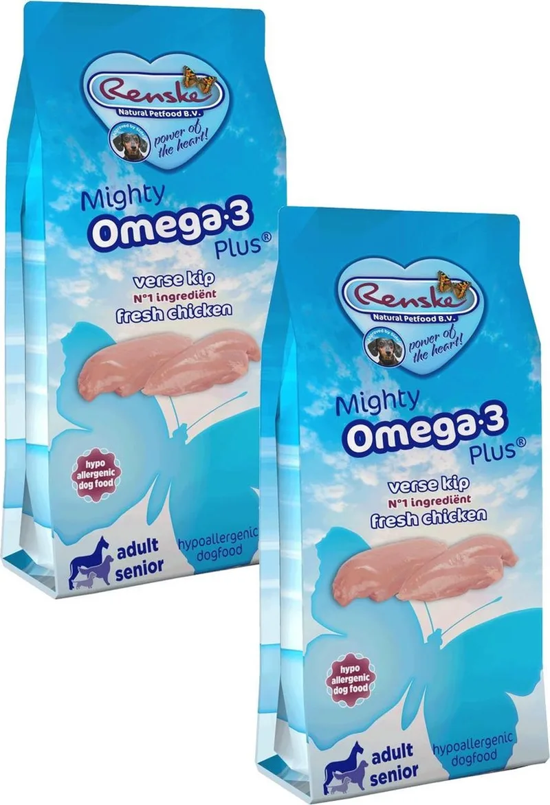 Mighty Omega Plus Adult/Senior Kip - Hondenvoer - 2 x 3 kg Dogshopper de Renske – photo produit
