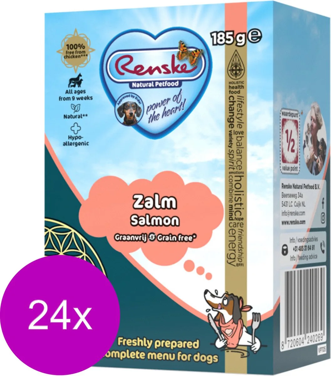 Natvoer Zalm - Hypoallergeen, Glutenvrij - 24 x 185 gr van Renske – productfoto