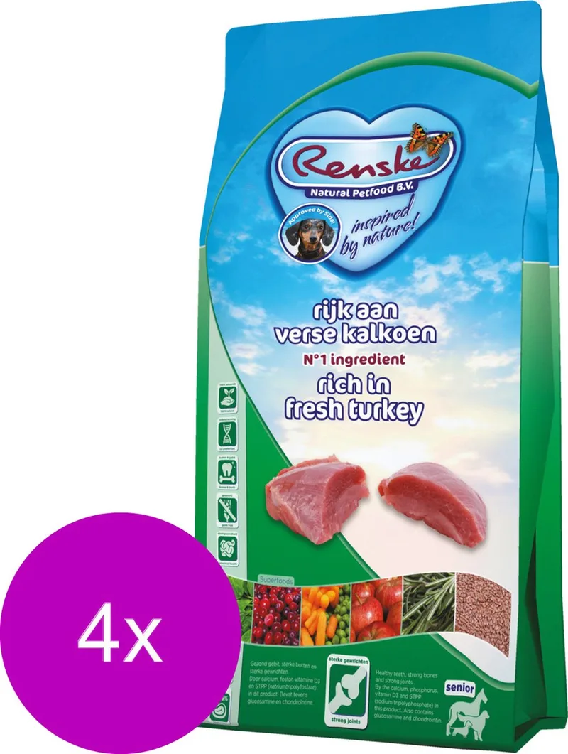 Senior Kalkoen - Hondenvoer - 4 x 2 kg Graanvrij by Renske – product photo