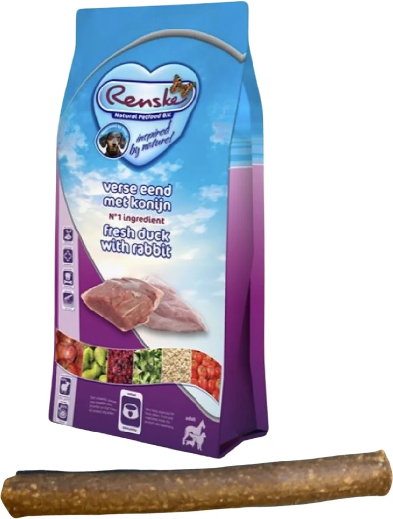 Super Premium Eend en Konijn - 12 KG - Hondenvoer + Gratis Snack von Renske – Produktfoto